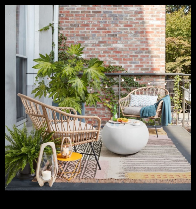 מהם כמה רעיונות אקלקטי לעיצוב פטיו חיצוני עם פופ של צבע?