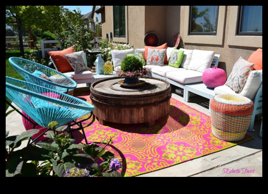 עיצוב פטיו חיצוני אקלקטי לאירוח